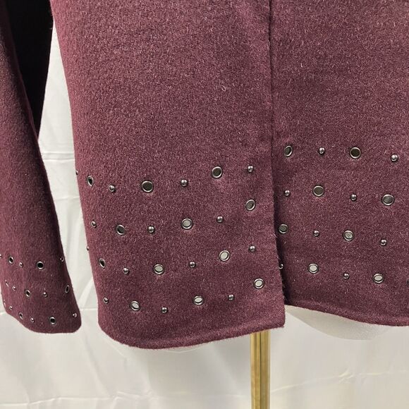 Anne Klein Wool Blend Studded Blazer Jacket Coat Sz PS Maroon Classic Career - Picture 3 of 15